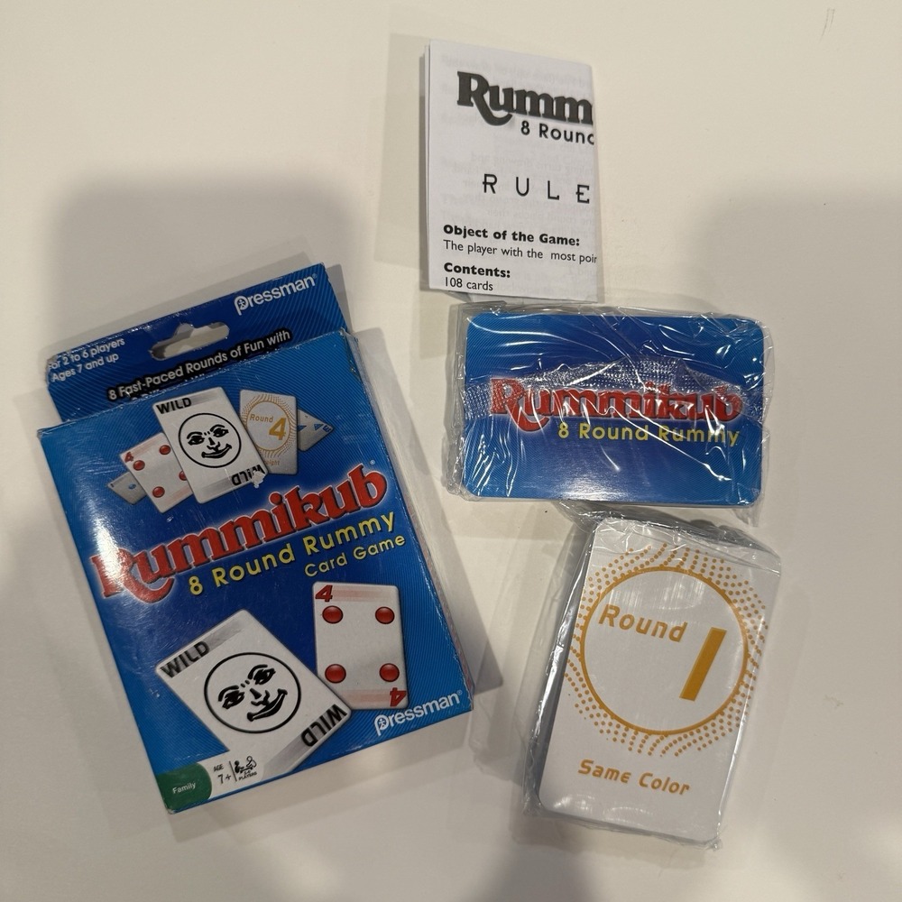 Rummikub 8 Round Rummy Card Game Pressman 2010 Open Box Sealed Cards HTF Complet
